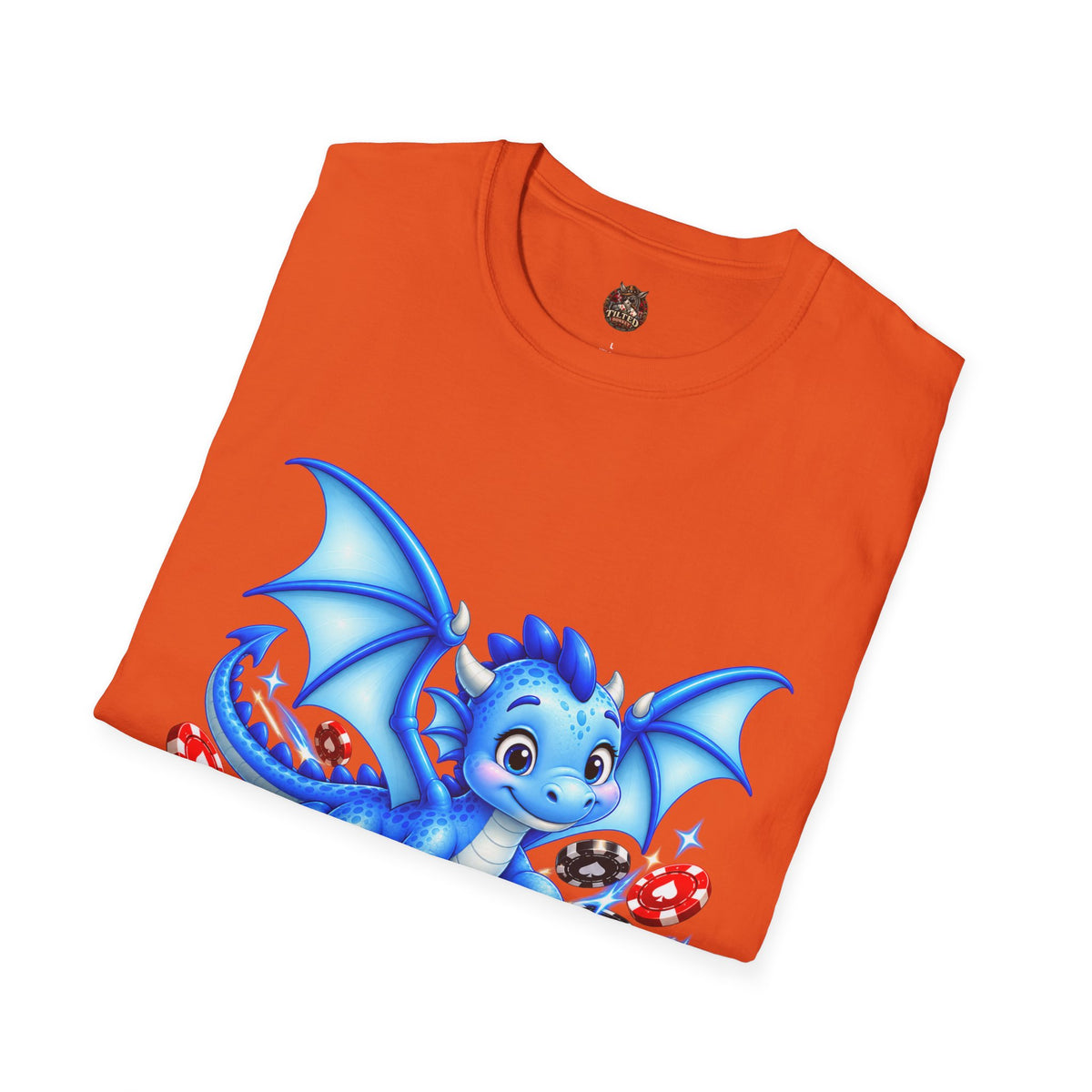 Cute Blue Dragon with Poker Chips T-Shirt