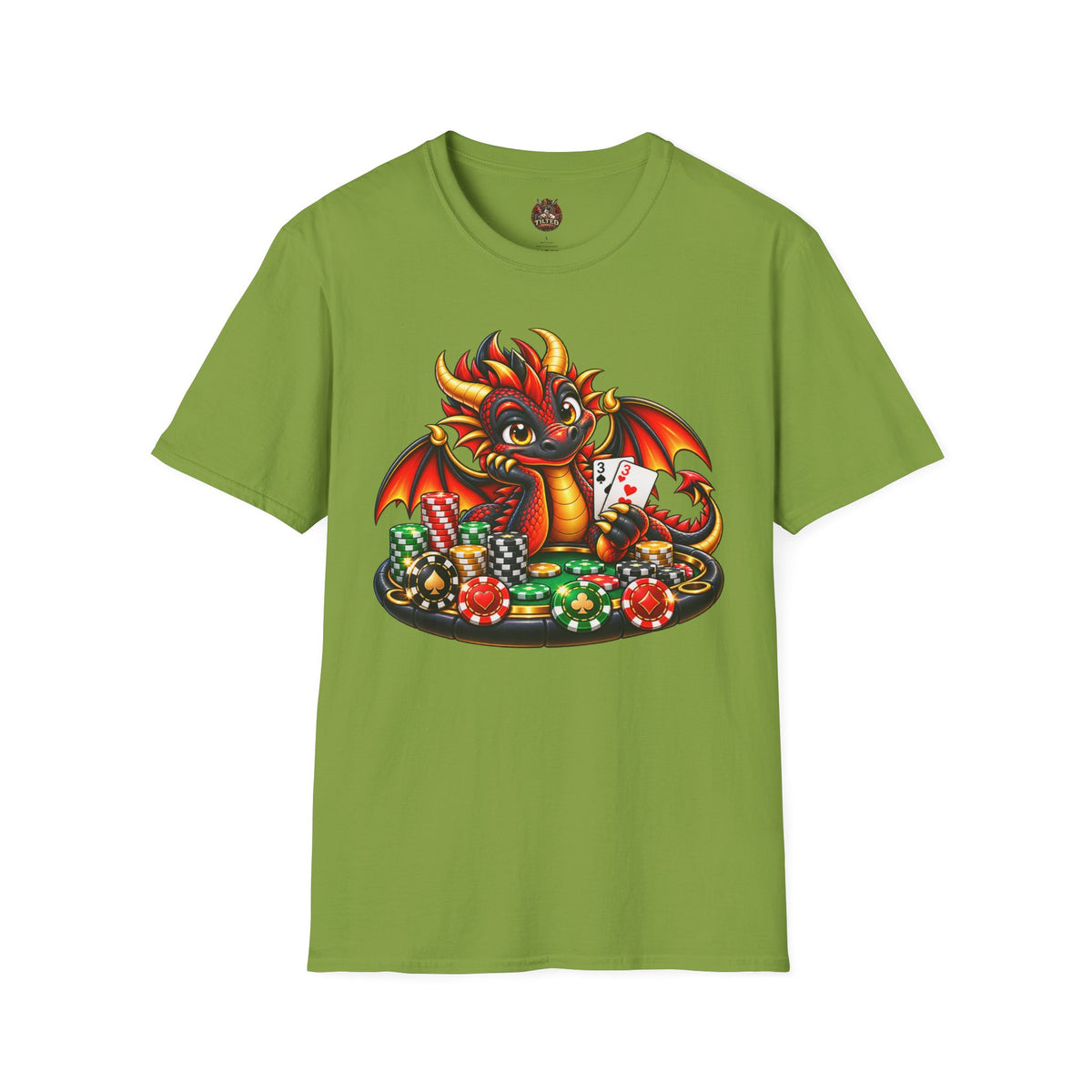 Dragon Poker Tee — Cute Red Dragon with Dice & Poker Chips T-Shirt