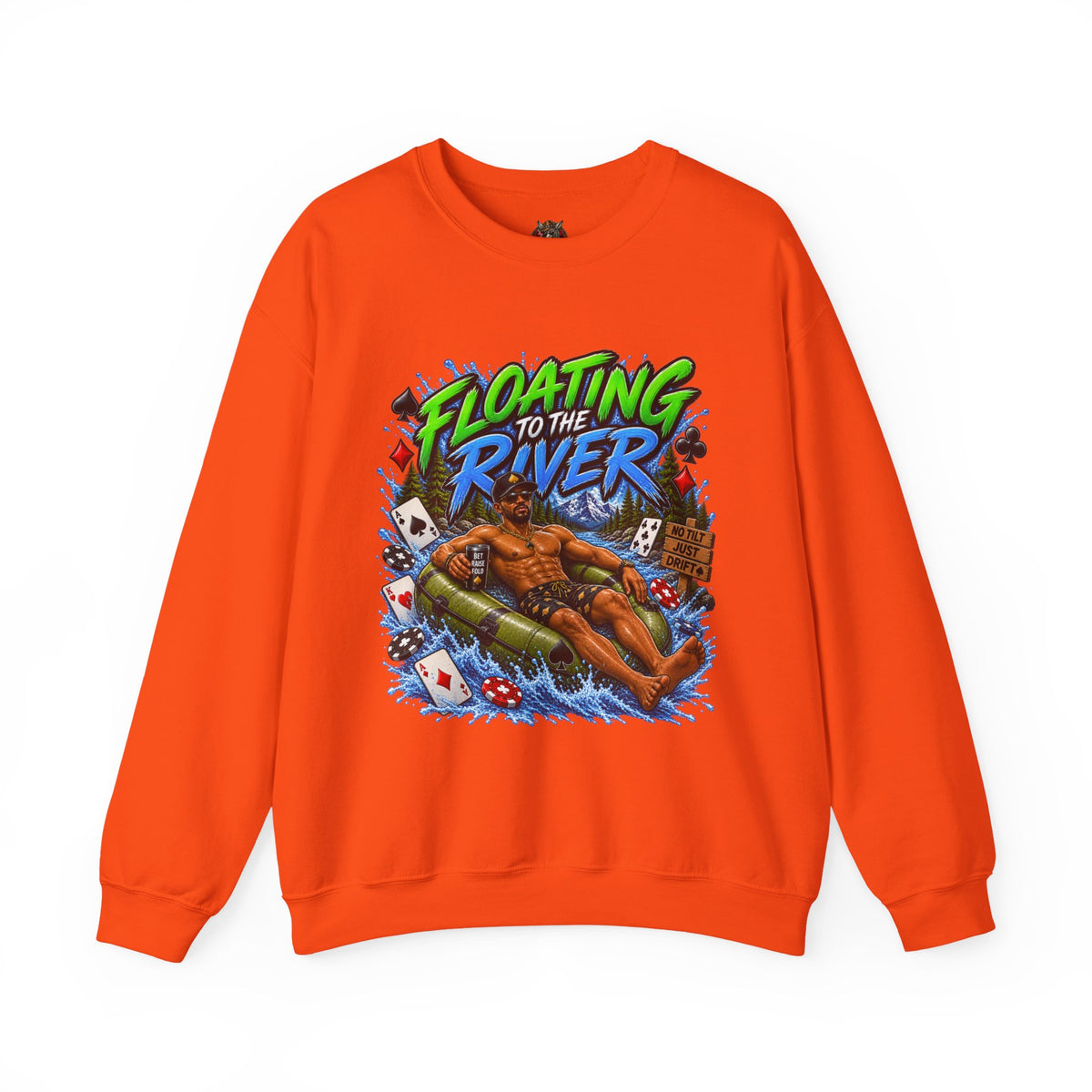 Crewneck Sweatshirt — "Floating to the River" Graphic Relaxed River Tubing Tee